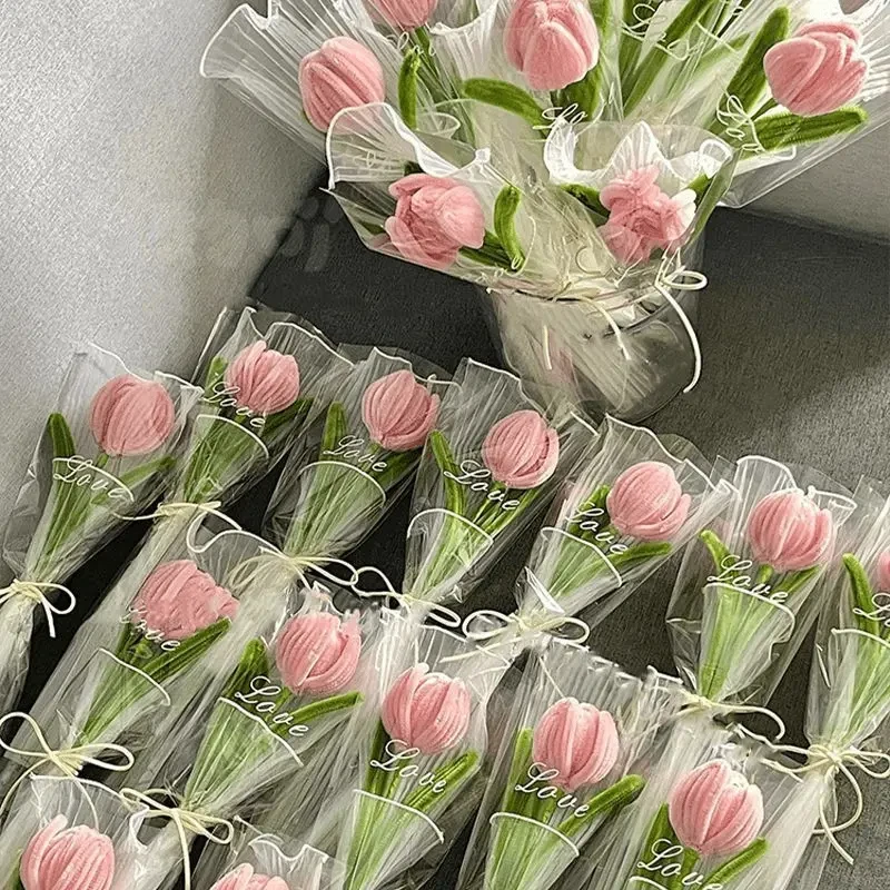 新款diy扭扭棒花束郁金香花材料包手工编织送女友七夕情人节