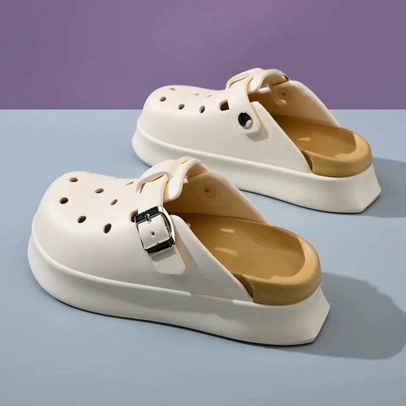 洞洞鞋女夏季外穿新款厚底防滑两穿软底凉拖户外踩屎感包头勃肯鞋