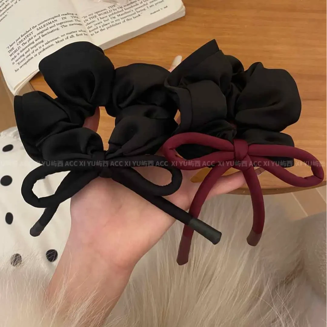 丝绒蝴蝶结抽绳发圈蓬松丸子头发饰简约扎发头绳韩版百搭秋冬头饰