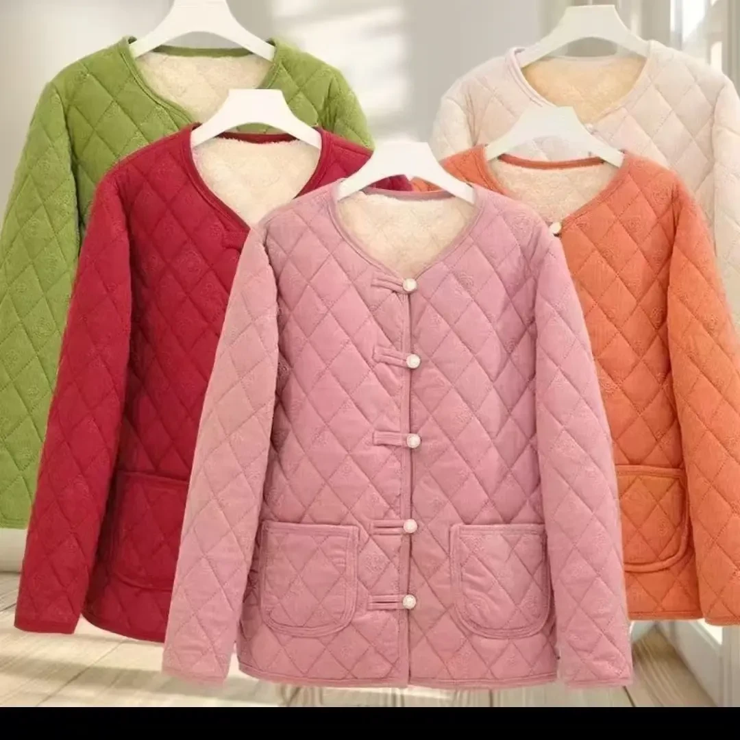 秋冬新款加绒短款中式国风妈妈装休闲保暖小棉袄外套