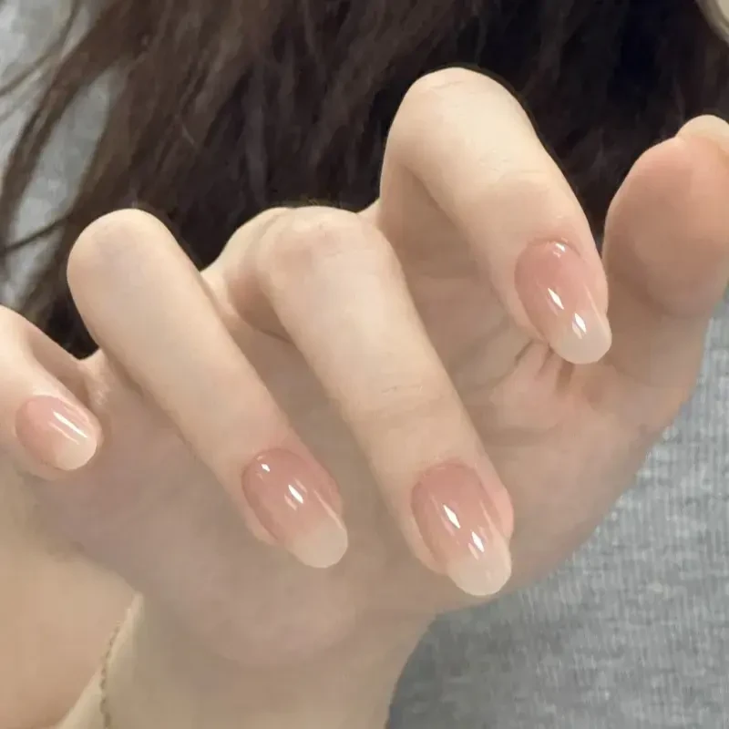华妃嬛嬛裸色手工美甲显白甲裸色穿戴甲美甲穿戴甲片短款款式新款