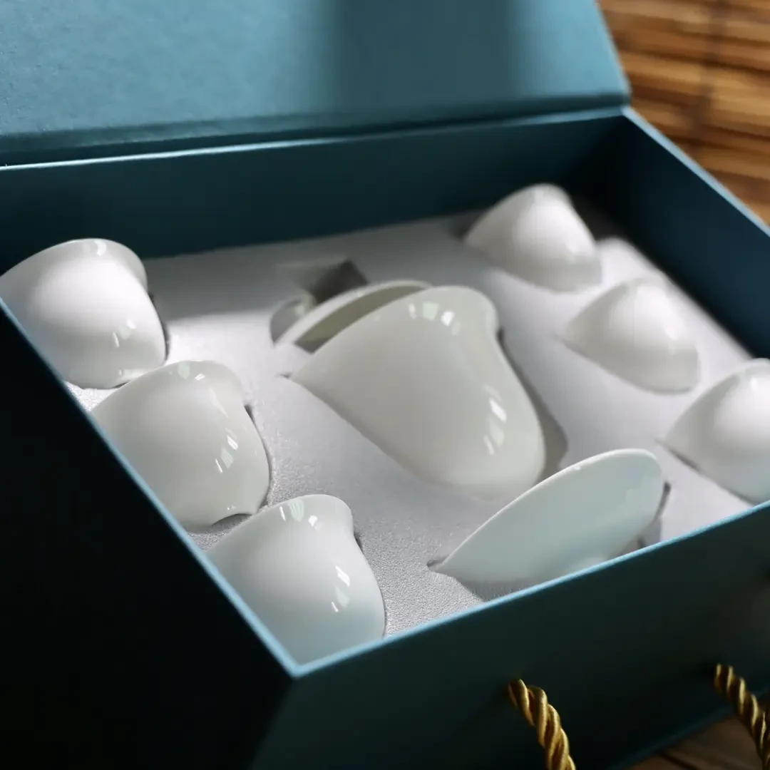 潮州骨瓷盖碗茶杯礼盒高档送礼3杯6杯组合礼品家用简约茶壶茶具