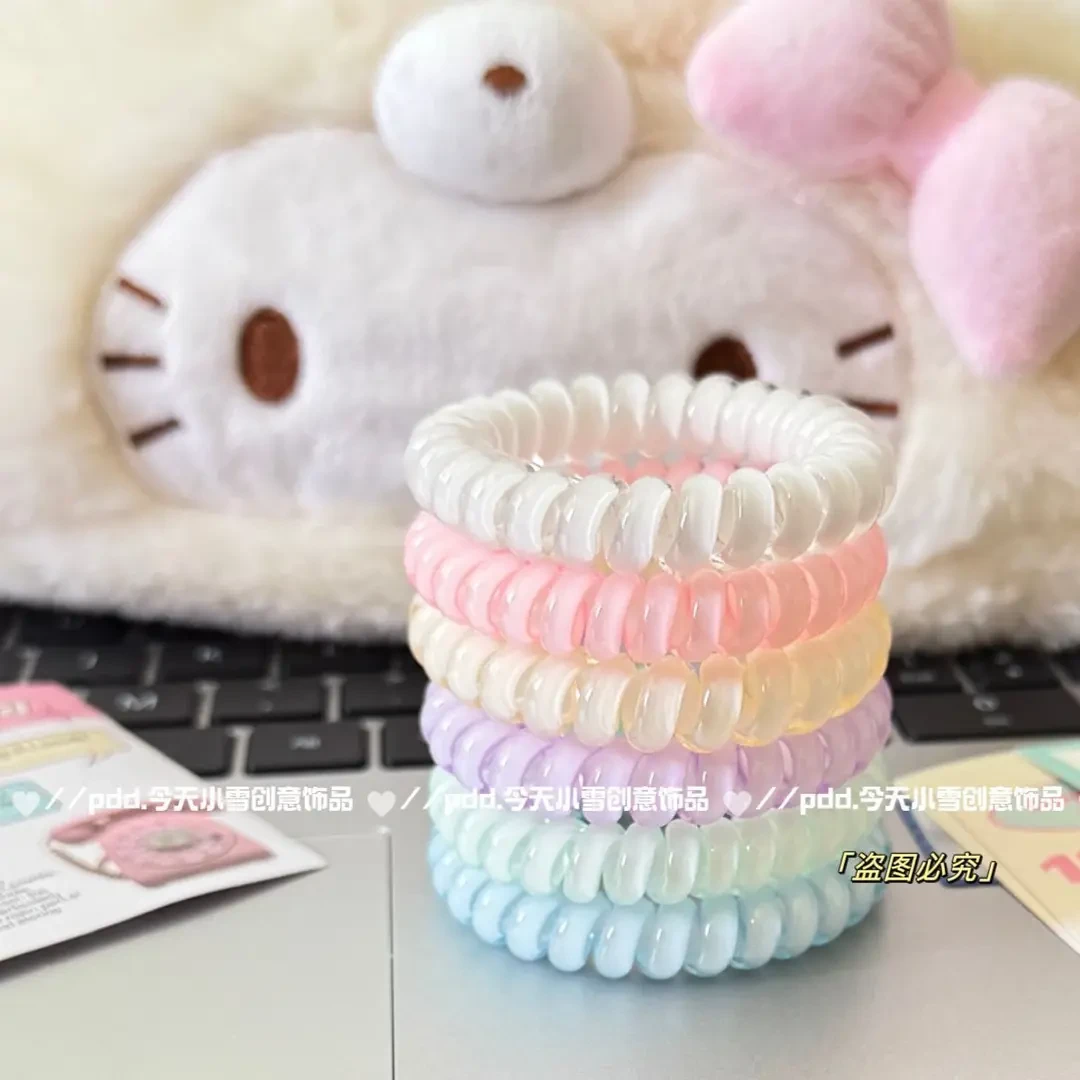 少女的夏日电话线发圈果冻色马卡龙色发圈情侣百搭款发圈甜美公主