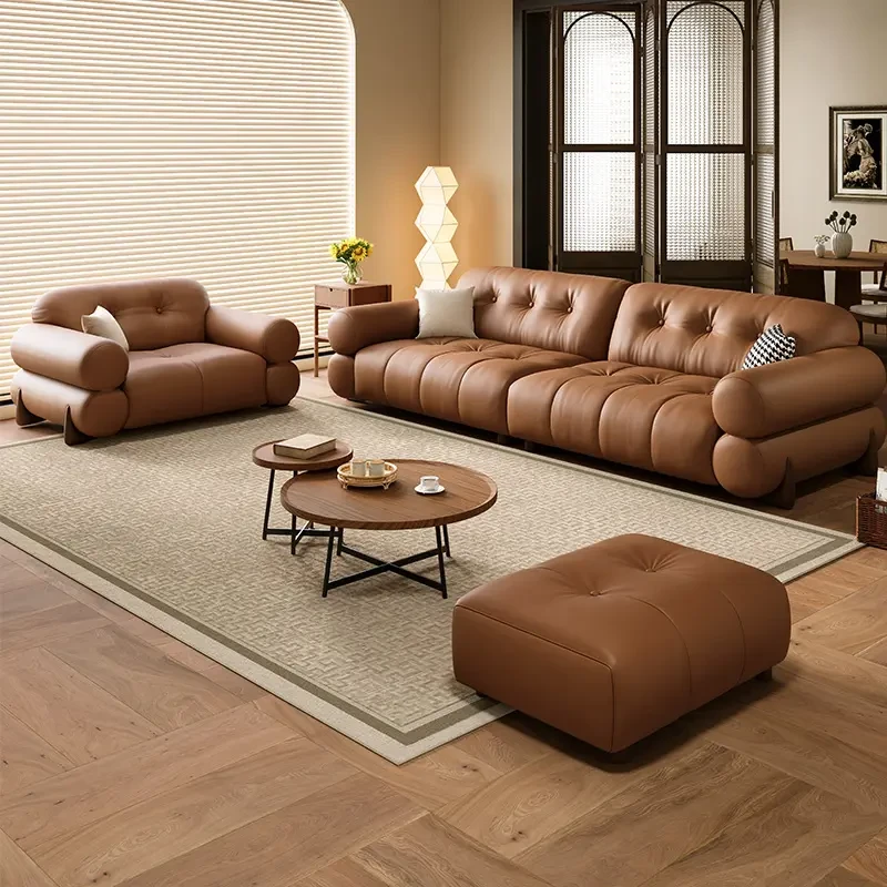 真皮沙发意式极简头层牛皮现代简约小户型三人位沙发