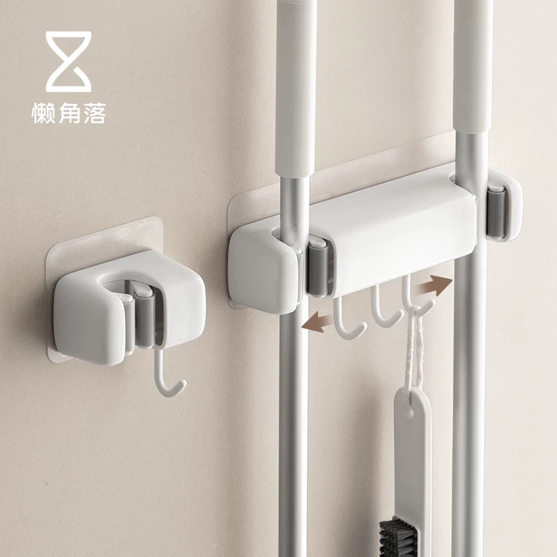 懒角落拖把挂钩家用卫生间免打孔挂架拖布收纳架壁挂卡扣扫把夹子