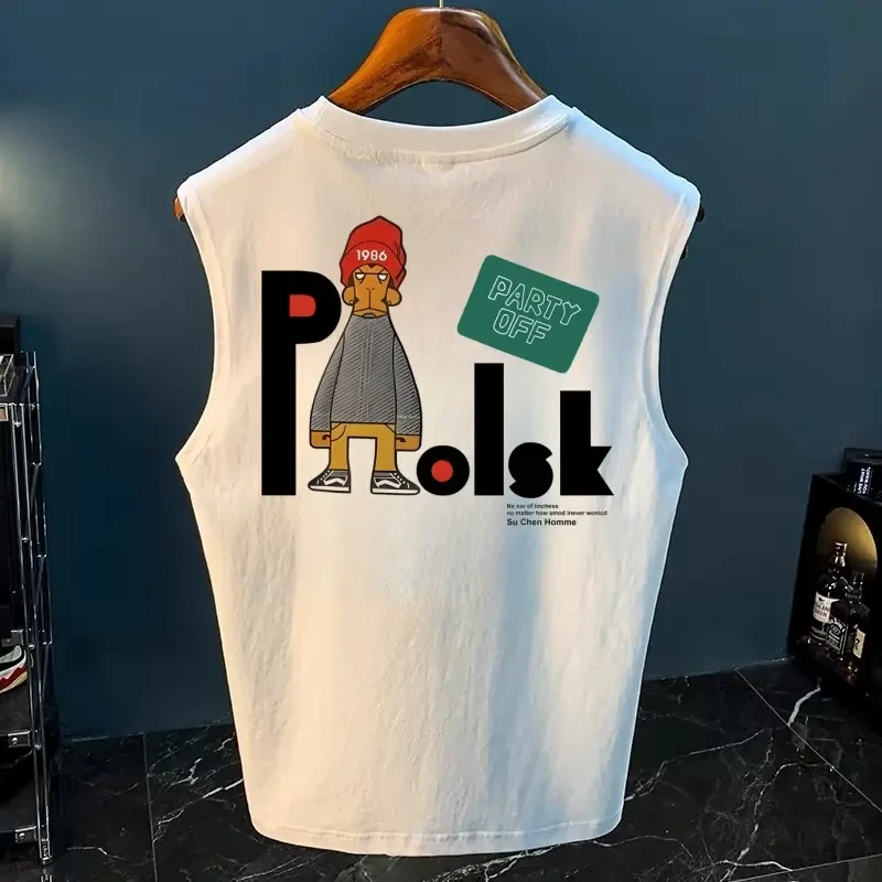 2025新款美式潮流休闲坎肩背心男个性百搭无袖T恤衫休闲宽松圆领