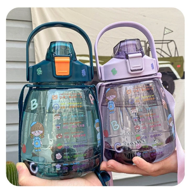 高颜值大容量1500带吸管便携网红大肚水杯杯子水壶耐高温学生防摔