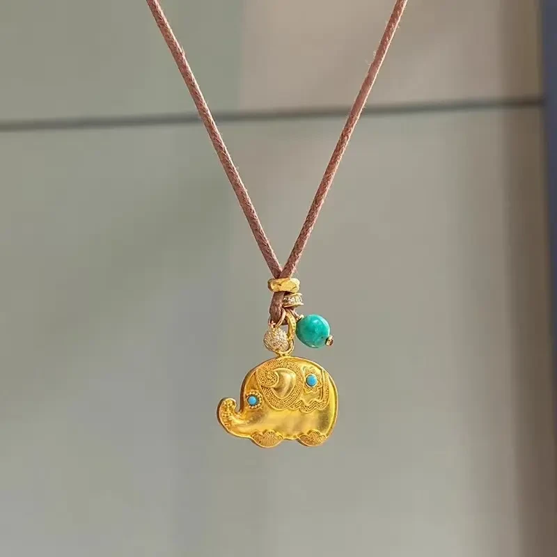 非金属皮质项链 非金属皮质项链 【墩墩象】复古手工可抽拉皮绳可爱