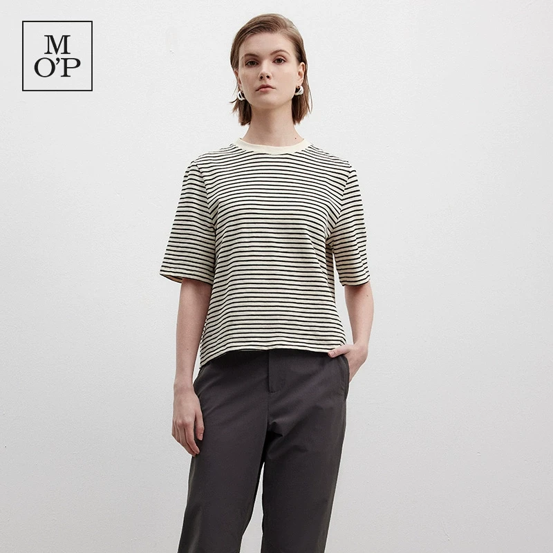 【羊羊专属】Marc O'Polo细条纹短时尚五分袖圆领短袖T恤