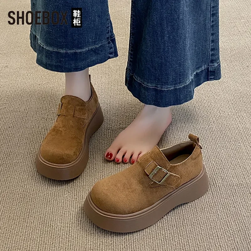 SHOEBOX鞋柜厚底勃肯鞋女款外穿2025新款春季复古百搭软底单鞋