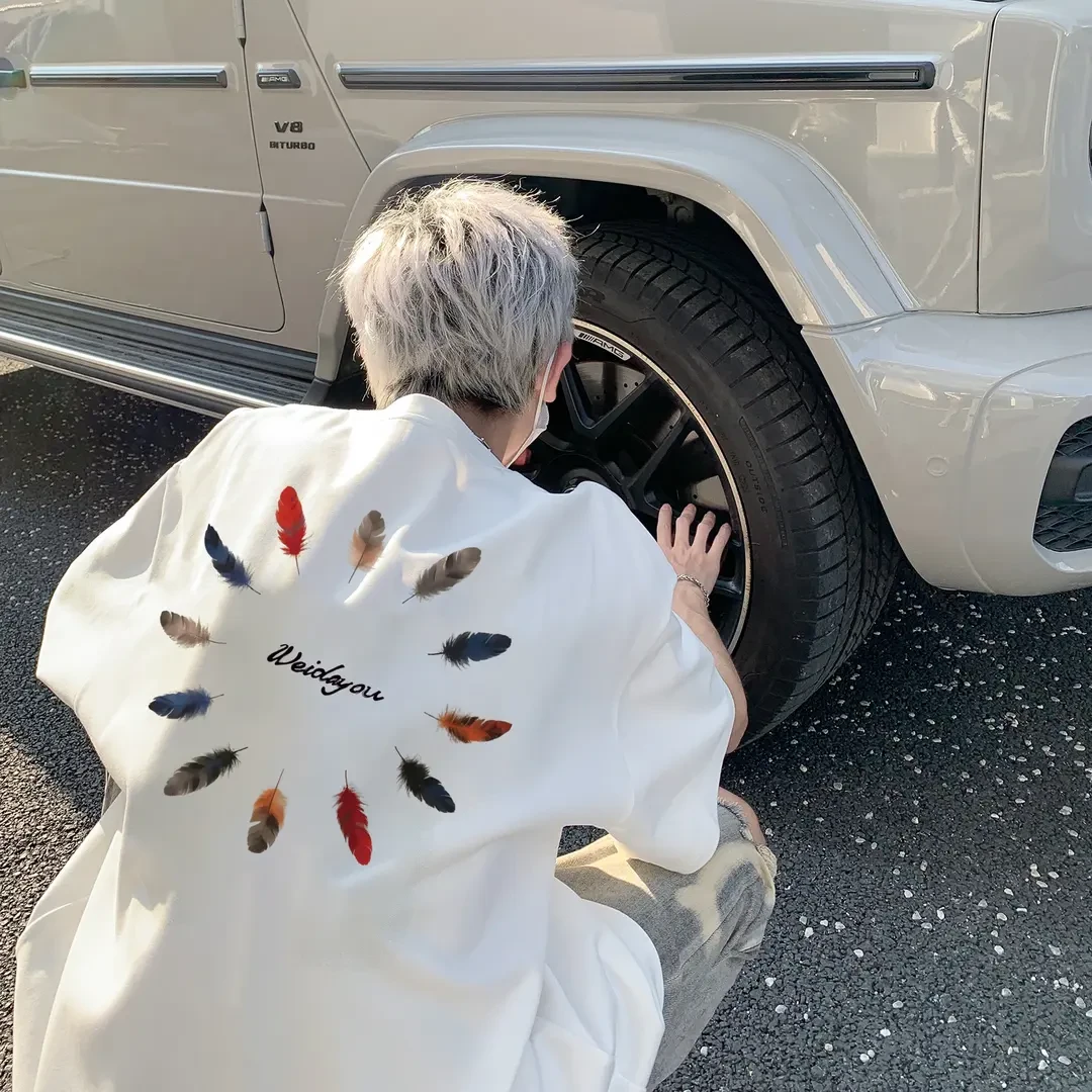 新款潮牌重磅纯棉260g美式高街印花短袖t恤2025夏季男士半袖体恤