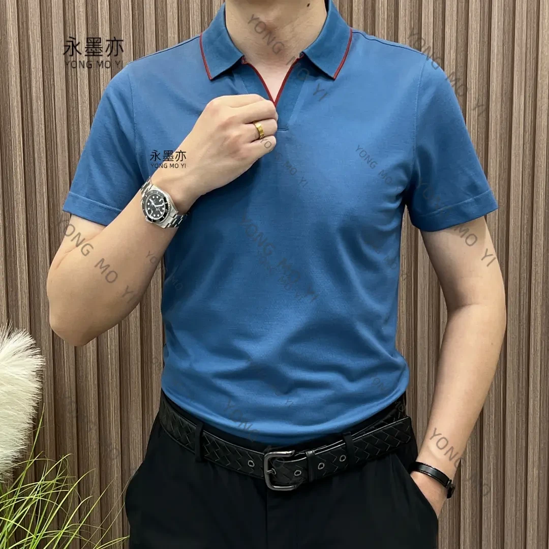 永墨亦夏季男士短袖Polo衫百搭休闲轻奢时尚纯色商务翻领简约1118