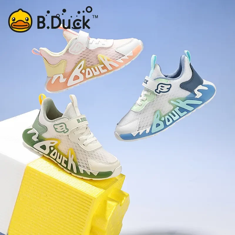 B.Duck小黄鸭童鞋网面女童运动鞋夏季新款男童鞋运动童鞋跑步软底