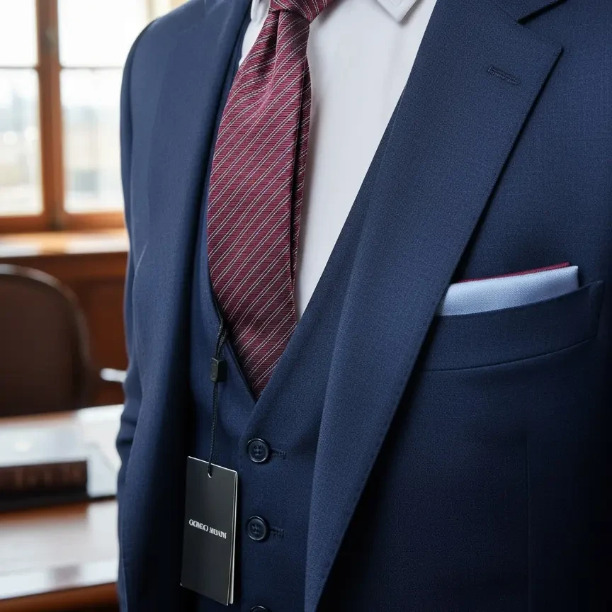 未使用 GIORGIO ARMANI/阿玛尼 酒红色条纹商务领带03873