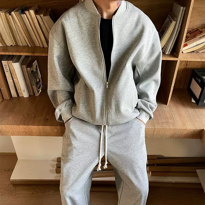 OXFREAK 「重磅挺括 立体裁剪」针织棒球服夹克男短款飞行员外套