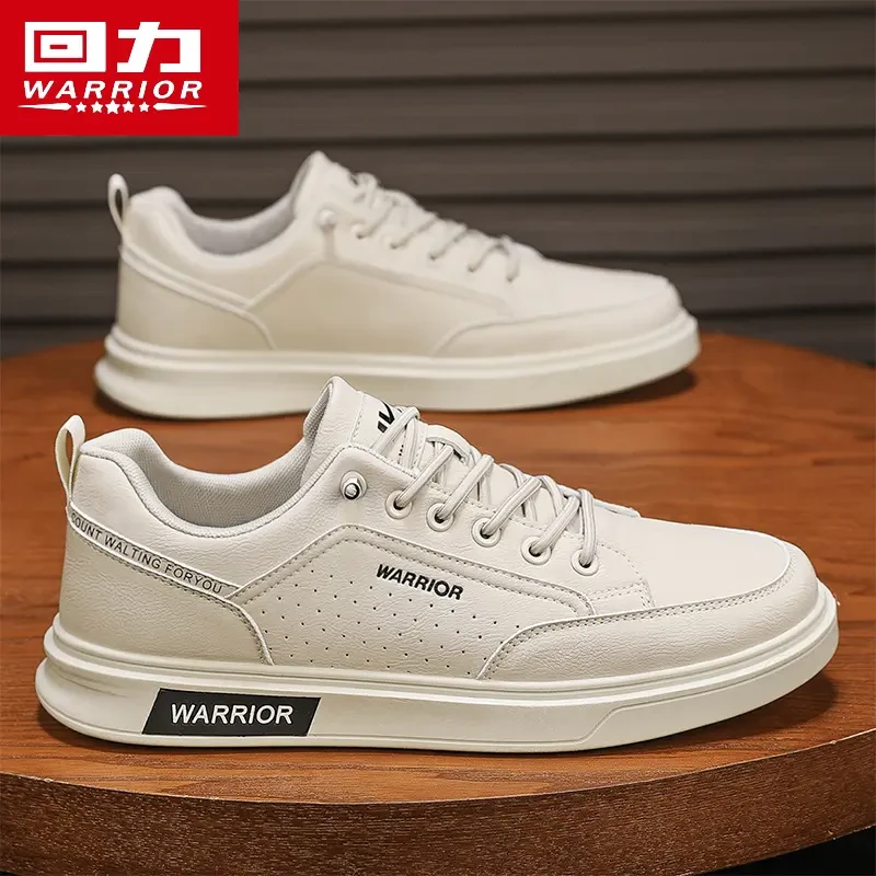 回力男鞋夏季潮流男士上班休闲鞋子百搭低帮皮面防水小白运动板鞋