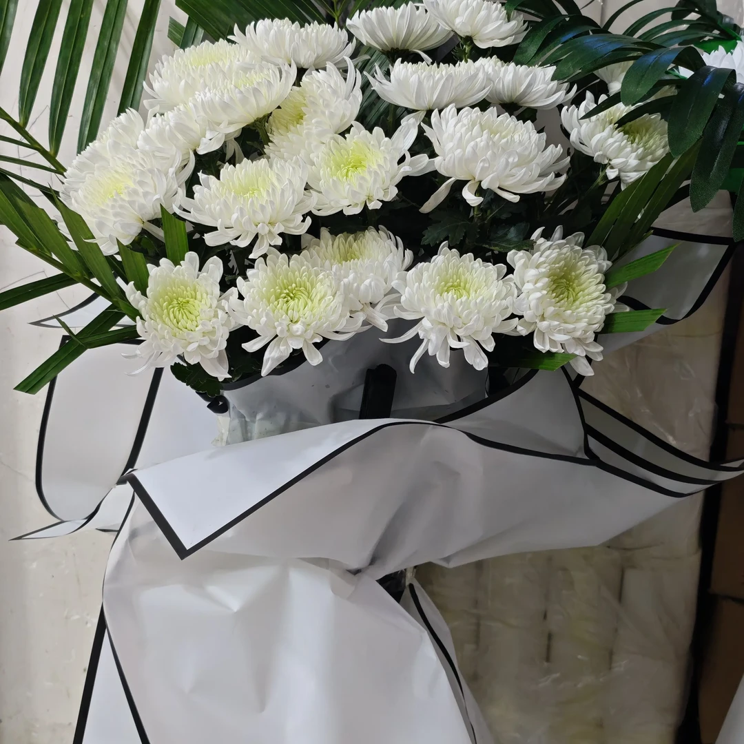 新鲜黄白菊花混搭手捧花束清明适用