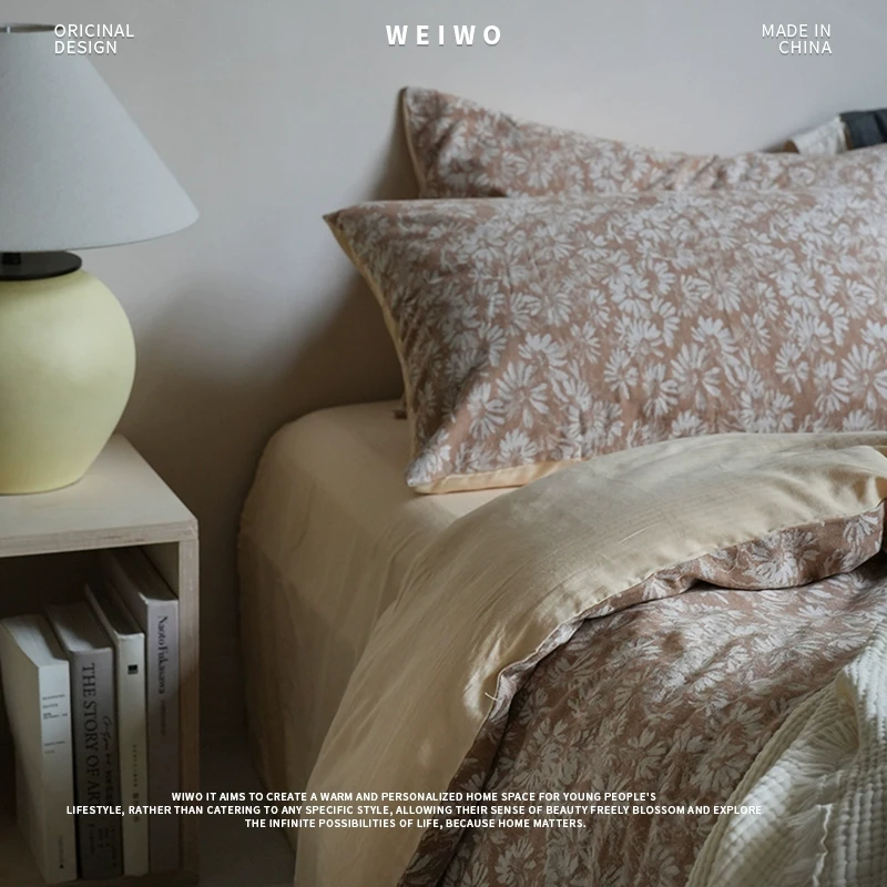 唯卧诧寂风四件套高级感提花100%全棉床单纯棉被套高级感床上用品