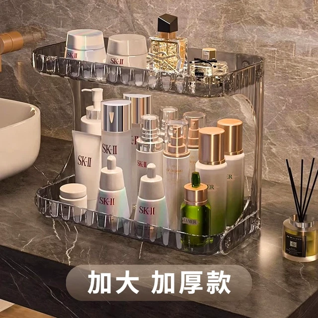 轻奢卫生间双层置物架洗漱台面化妆品收纳盒浴室用护肤品收纳架子