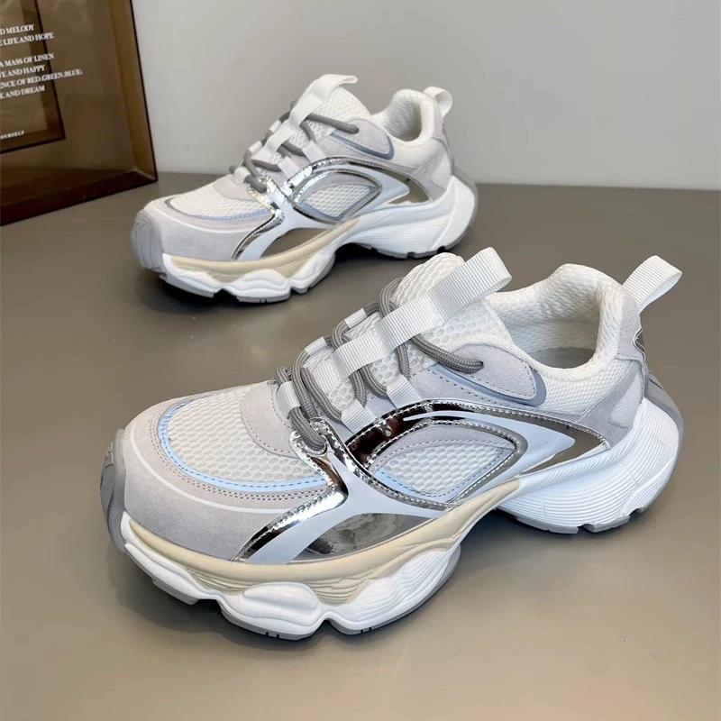 SGIRL TWTW网面透气时尚老爹鞋女显脚小白系带气质增高街头休闲鞋