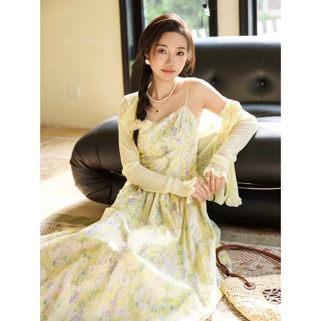 宿本【西词暮夏】碎花吊带连衣裙2025夏季温柔中长款裙子1520755LP