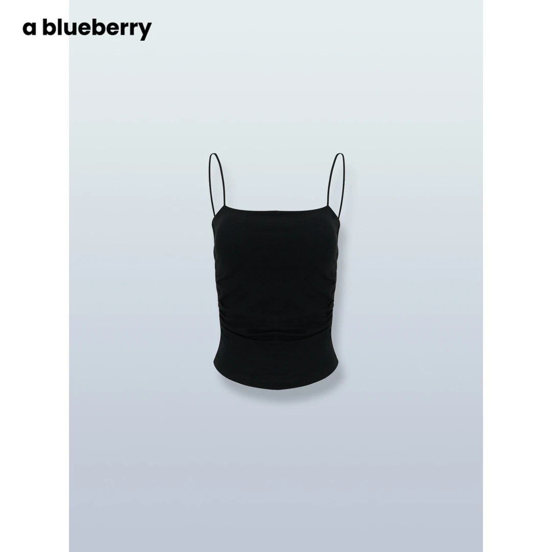 ablueberry基础百搭每杯褶皱吊带上衣BAC8125