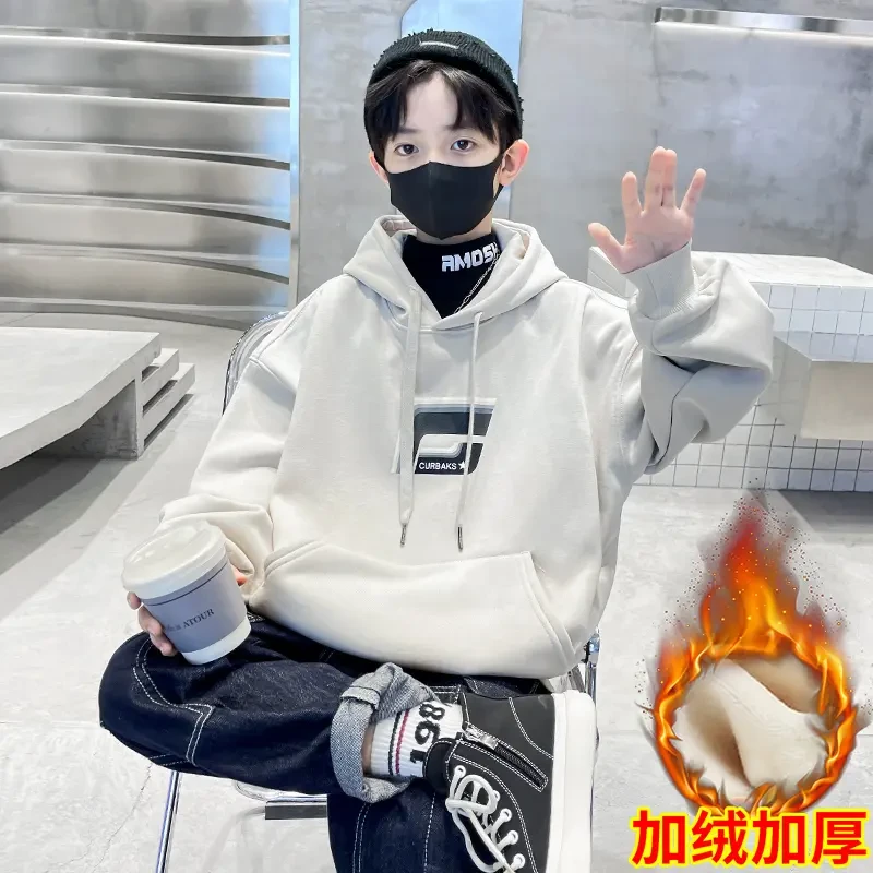 儿童装男童卫衣加绒秋冬款2025新款上衣冬季男孩冬装中大童加厚潮