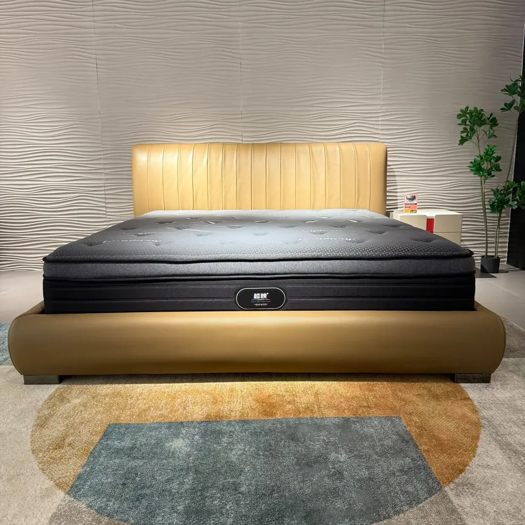 【越映】雪隆床  意式极简主卧室家具双人皮艺别墅真皮大床