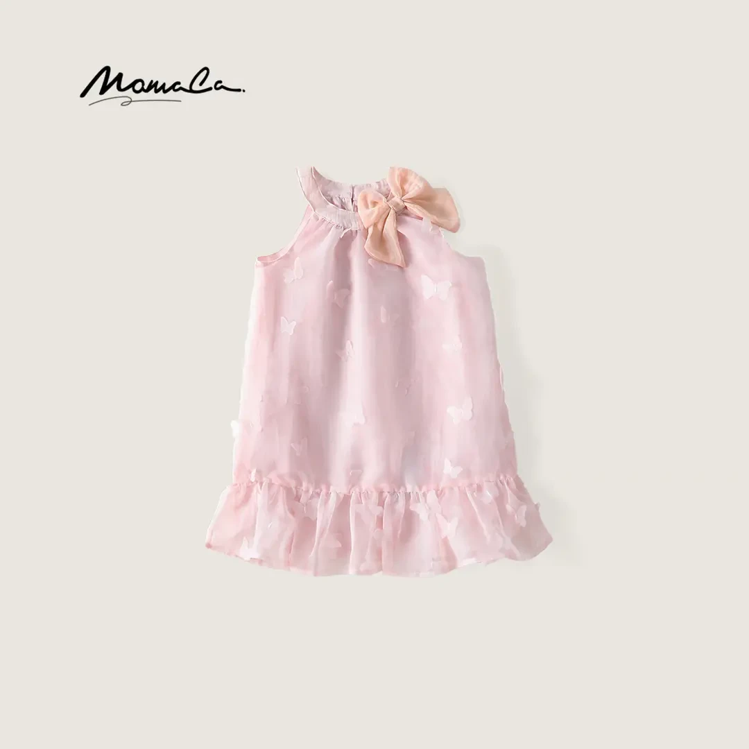 MOMOCO/玛米玛卡童装女童甜美蝴蝶结连衣裙荷叶裙蓬裙77630470021
