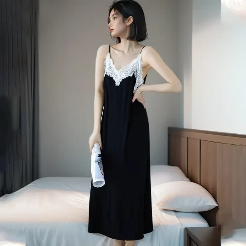 性感露背睡衣女夏季莫代尔冰丝纯欲高级感大码美背吊带睡裙家居服