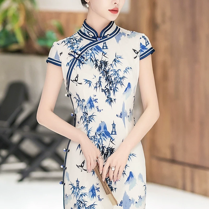 新中式绝美旗袍夏装民国风2025新款高端晚礼服日常可穿老上海长裙