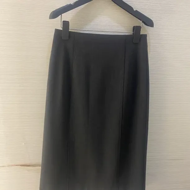 歌锦早春新款时尚气质百搭中长款开叉包臀半裙