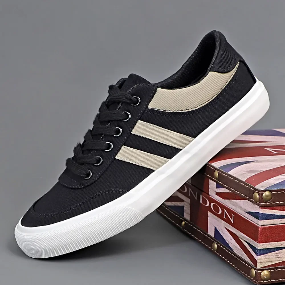 帆布鞋男款2025春夏新款休闲鞋轻便舒适板鞋男士低帮拼色百搭潮鞋
