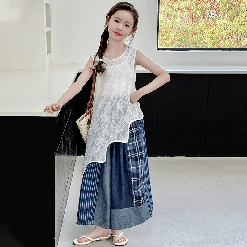 俏咪咕女童2025新款洋气夏款休闲时尚潮童韩范时髦不规则两件套！