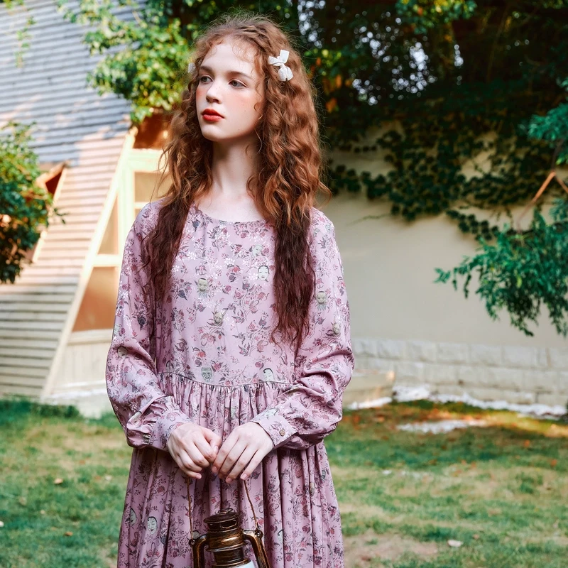 【高高甄选】菀壹碎花连衣裙2024春季新款宽松中长裙Q86711211