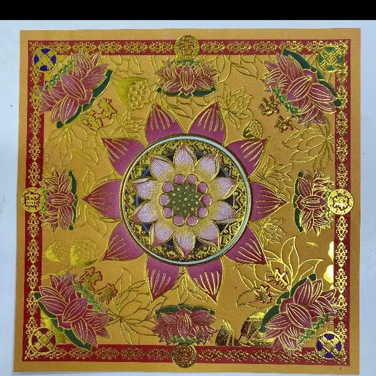 橙色莲花 招财进宝 百福 烫金双面彩印手工折纸19x19厘米
