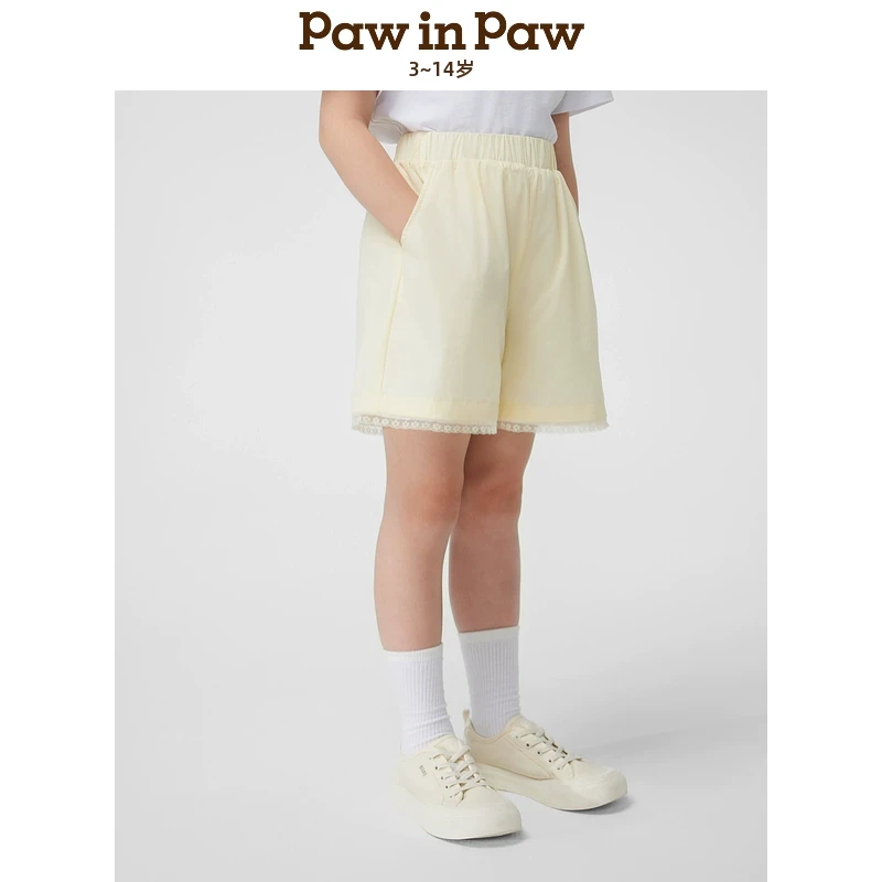 【冷感防晒】PawinPaw童装25年春夏新款女童花边短裤甜美PCTHF2321E