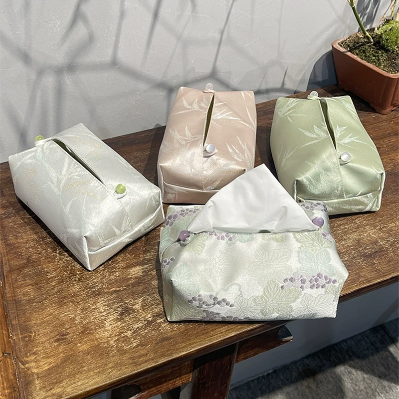 惊蛰 织锦缎中式抽纸收纳盒家用室内餐桌茶桌纸巾盒创意茶道配件