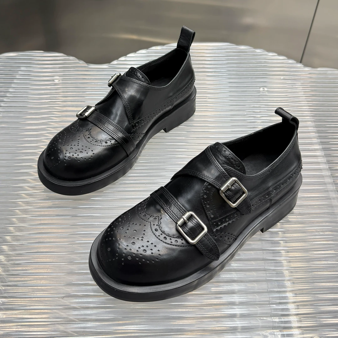 【现货】2025春季新款真皮布洛克雕花复古小皮鞋英伦风乐福鞋9058-1