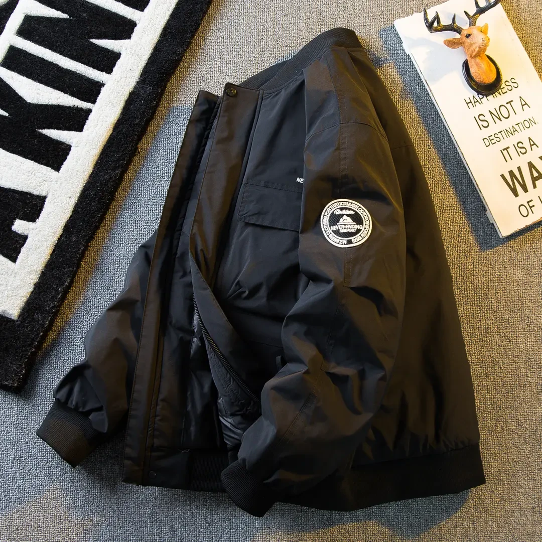 男装加厚美式棒球领工装棉袄男冬季加绒保暖外套秋冬夹克上衣棉服