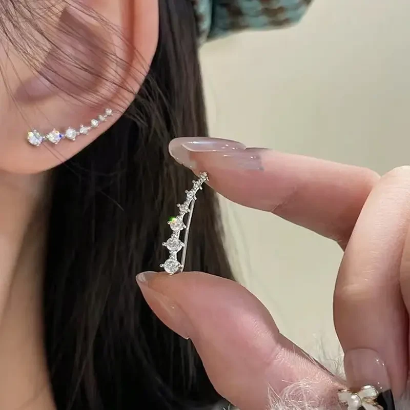 铜合金耳饰 缤朵bindo锆石耳饰 流星坠落春夏七芒星两戴小众耳钉5