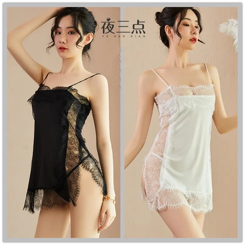 性感睡裙夏季套装薄款冰丝内衣吊带睡衣女蕾丝睡衣女款爆款新款