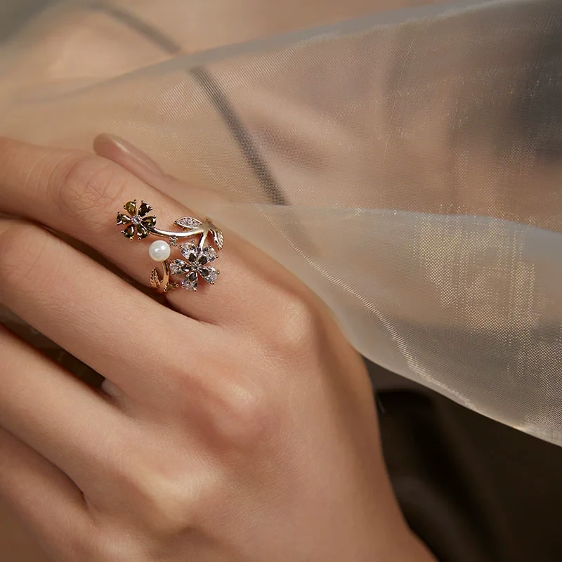 RiotLILY/艾特里里 铁合金大理石戒指 梦蝶谧境系列戒指花朵指环