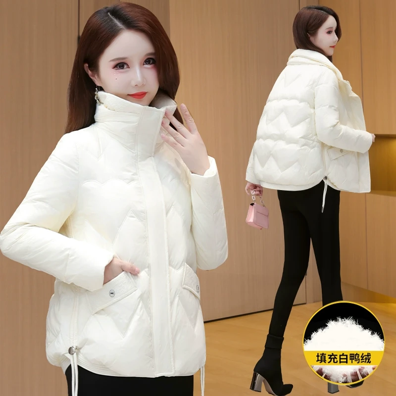 嘉兴九江羽绒服女冬装2024新款高端气质奢华品牌白鸭绒白色外套冬