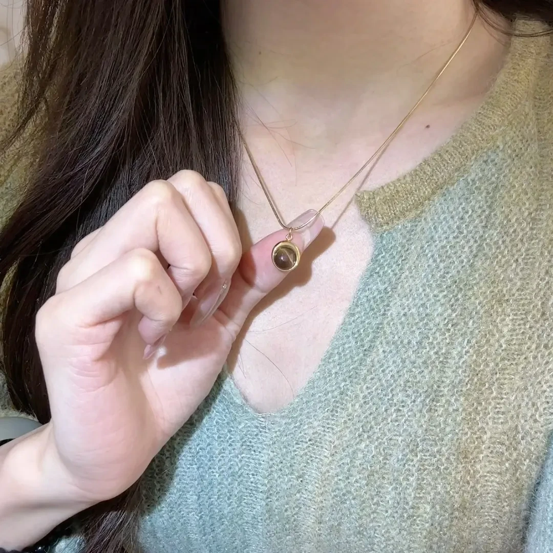 合金项链 虎眼石项链 美拉德风格 轻奢小众设计感项链