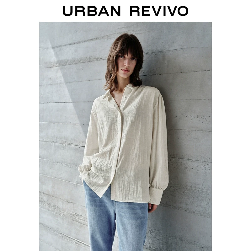 UR2025秋季新款女装通勤风休闲简约长袖开襟衬衫UWM250051