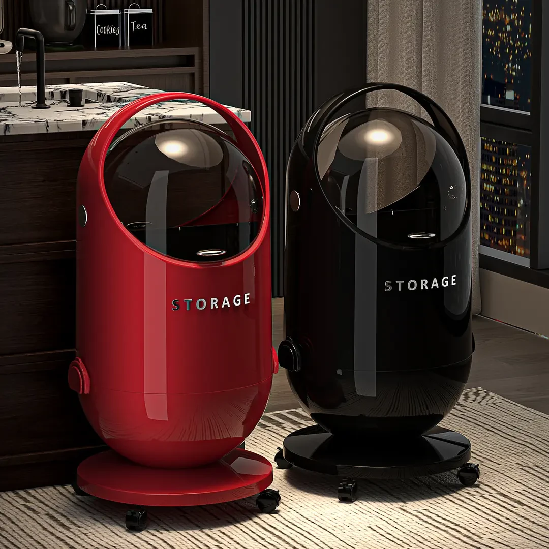 垃圾桶家用2025新款翻盖式大容量客厅卧室宿舍轻奢高颜值带轮纸篓