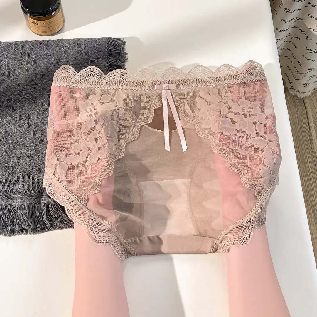 蜜糖糯肌～大码法式纯欲蕾丝内裤女款200斤镂空收腹提臀7A棉裆短裤