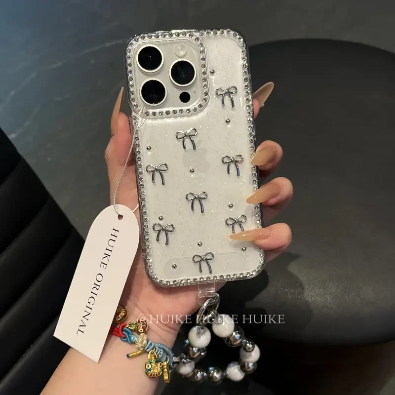 个性透明滴胶蝴蝶结适用苹果16手机壳iphone15/14/13promax防摔