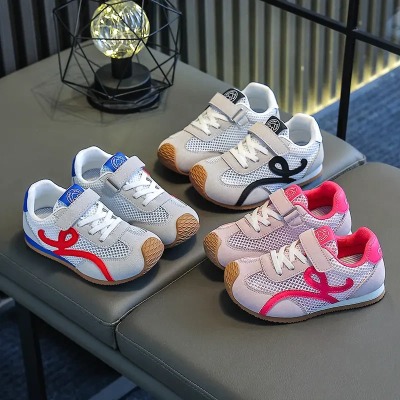 儿童镂空阿甘鞋2025春秋新款女童时尚拼色运动鞋休闲芭蕾德训鞋子